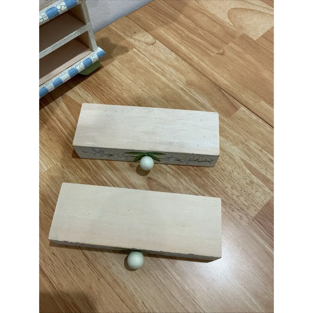 Floral Wooden Armoire Chest Jewelry Keepsake Box‎ 2 Drawers Magnetic Close Doors